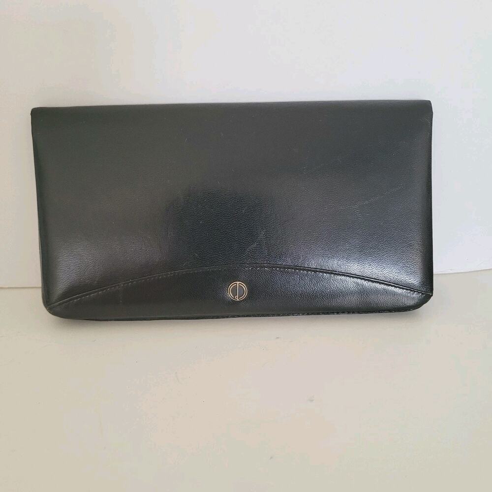 Dunhill Buissness Card Holder Wallet Black Bifold Leather Organizer Large Vintag
